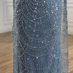 Vestido de noche de sirena color turquesa de Arabia Saudita, con mangas tipo capa con perlas y cuentas, ideal para ocasiones formales (LA72590A) 