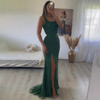 Red Beaded Split Mermaid Luxury Evening Dress Gown Sleeveless LA70765