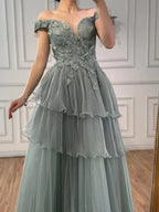 Luxury Pink Dreamy Ruffles Beaded A-Line Evening Dress LA73385
