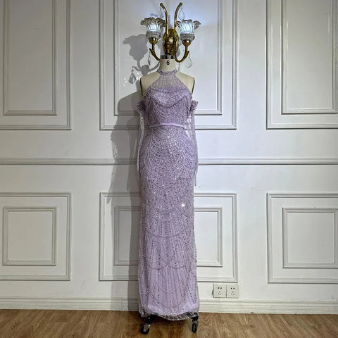 Dubai Arabia Luxury Evening Dresses Gowns 2025 for Women Nude Mermaid With Gloves for Wedding Parties LA72032A