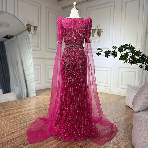 Vestido de noche de sirena fucsia de lujo para ocasiones formales LA72774 