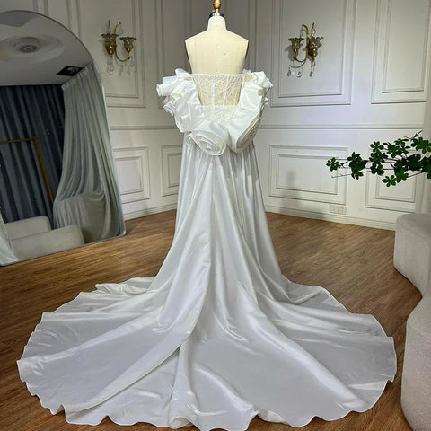 Red Long Cape Pearls Beaded Mermaid Evening Dresses Gowns For Formal Occasion 2025 LA72585A