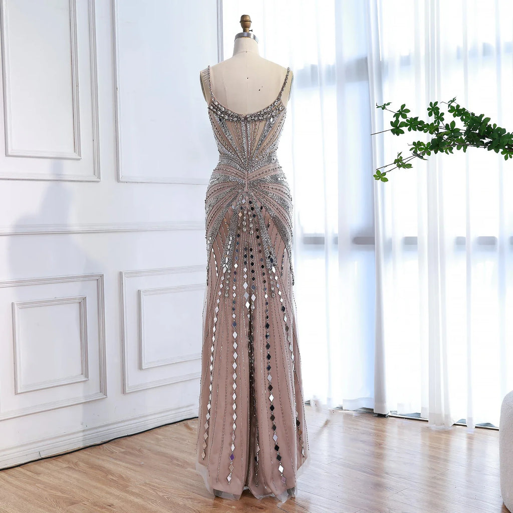 Luxury Nude Corset Beaded Mermaid Evening Dress LA72803A