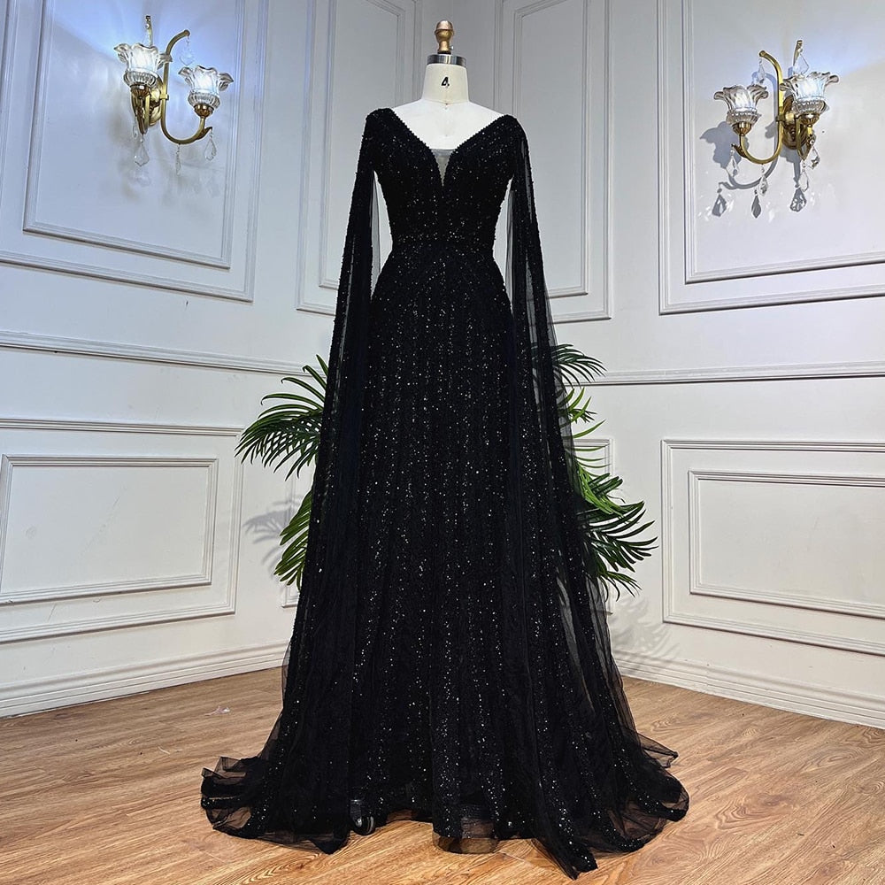 Mermaid Evening Dresses with Cape Sleeves 2025 LA71889