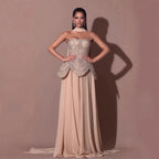 Luxury Designer Nude Beaded Evening Dresses Gowns LA72915