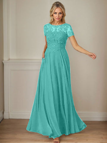 Dark Navy A-Line Boatneck Sequins Chiffon Dress