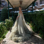 Elegant Sage Green 3D Flowers A Line Evening Dresses Gowns LA72913