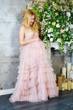 Vestido de maternidad azul claro para baby shower