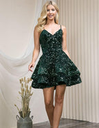 Vestidos de lentejuelas para adolescentes para el baile de bienvenida. Vestidos cortos brillantes para graduación SYH87 