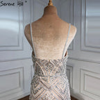 Nude Silver Short Dresses Cocktail Gowns 2025 Beading Diamond Sexy For Women Party LA70879
