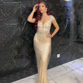 Champagne Luxe Mermaid Avondjurken 2025 Kralen Kwastje Elegante Voor Vrouwen Party LA70061