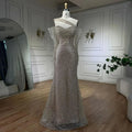 Vestido de noche sirena de un solo hombro color nude árabe 2025, elegante y lujoso, con cuentas, para fiestas de mujer LA72365 