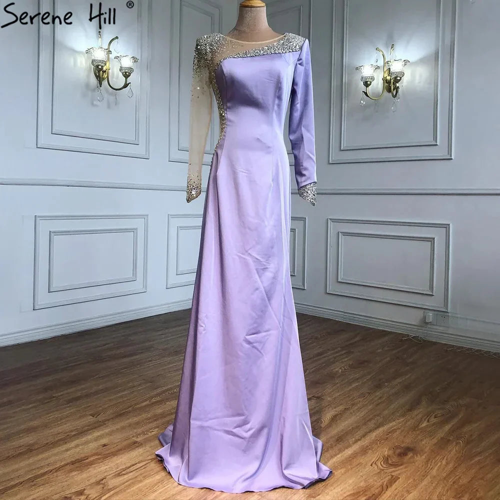 Vestido de noche sirena blanco de satén azul árabe 2025, elegante con cuentas para mujer, ideal para bodas y fiestas (LA71152) 