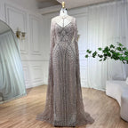 Vestido de noche largo de sirena color caramelo árabe con cuentas, estilo Dubai, para mujer, ideal para bodas y fiestas (LA72053B) 