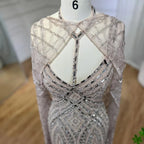 Vestido de noche largo de sirena color caramelo árabe con cuentas, estilo Dubai, para mujer, ideal para bodas y fiestas (LA72053B) 