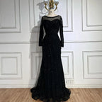 Vestido de noche de lujo estilo sirena negro, elegante y árabe, estilo Dubai, color púrpura, para mujer, modelo LA72656 (2025) 