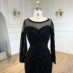 Vestido de noche de lujo estilo sirena negro, elegante y árabe, estilo Dubai, color púrpura, para mujer, modelo LA72656 (2025) 