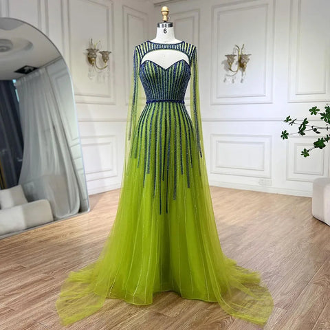 Robe de soirée longue fuchsia style arabe, manches cape, ligne A, perles, pour femme, tenue de soirée, LA72433 