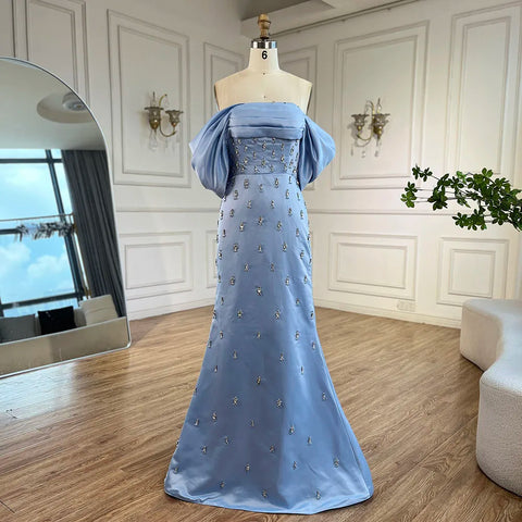 Robe de soirée luxueuse rose pâle à épaules dénudées pour femme, LA72414