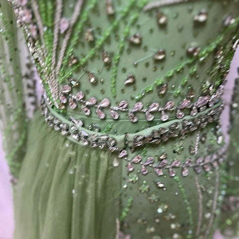 Vestido de noche de sirena elegante color nude árabe 2025 con falda de cuentas y cordones para bodas y fiestas de mujeres LA72375 