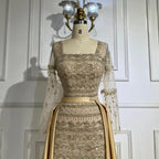Luxury Dubai Arabic  Sage Green Mermaid Evening Dress Gowns  for  Party LA72126A