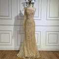 Vestido de noche de lujo árabe color nude, un solo hombro, con plumas y cuentas, estilo Dubái, para mujer, modelo LA72546A 