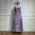 Vestido de noche de lujo estilo sirena con mangas capa color púrpura árabe, con cuentas, estilo Dubai, para mujer, ideal para bodas y fiestas (LA72175) 