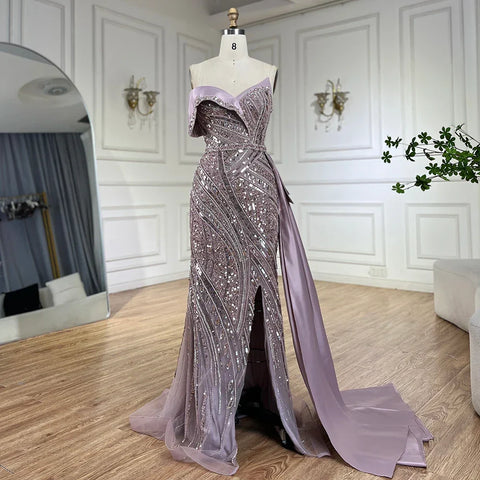 Vestidos de noche de lujo con cuentas turquesas árabes 2025, elegantes, de un solo hombro, para mujer, vestidos de fiesta de bodas LA72335 