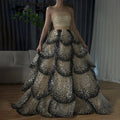 Luxury Black and White Ball Gown Dubai Evening Dress LA72505A