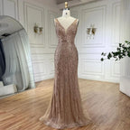Vestido de noche de lujo con tirantes finos y cuentas, estilo sirena azul, elegante, para mujer, ideal para bodas y fiestas (LA72450) 