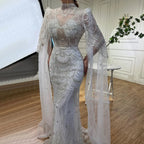 Green Luxury Dubai Mermaid Evening Dresses with Cape Sleeves LA72033
