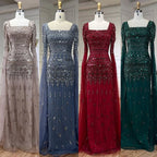 Luxury Wine Red Burgundy Evening Dress with Cape Sleeves LA72355A