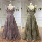 Glitter Lime Green Luxury Dubai Evening Dress Engagement Arabic LA72447