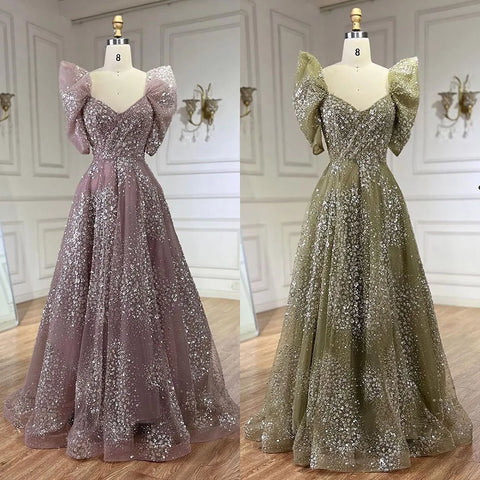 Robe de soirée de luxe à paillettes vert citron, style Dubaï, style arabe, LA72447