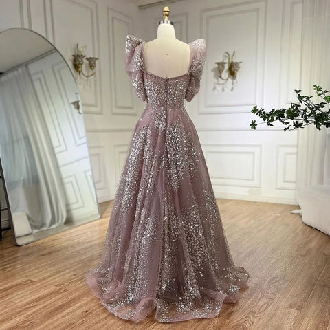 Robe de soirée de luxe à paillettes vert citron, style Dubaï, style arabe, LA72447