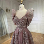 Glitter Lime Green Luxury Dubai Evening Dress Engagement Arabic LA72447