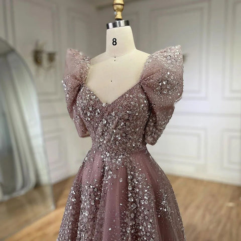 Robe de soirée de luxe à paillettes vert citron, style Dubaï, style arabe, LA72447