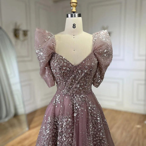 Robe de soirée de luxe à paillettes vert citron, style Dubaï, style arabe, LA72447