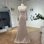 Vestidos de noche de lujo árabes con cordones, corte sirena, satén azul y negro, estilo Dubai 2025, para mujer, ideales para bodas y fiestas (LA72416) 