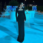 Vestidos de noche de lujo árabes con cordones, corte sirena, satén azul y negro, estilo Dubai 2025, para mujer, ideales para bodas y fiestas (LA72416) 