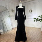 Vestidos de noche de lujo árabes con cordones, corte sirena, satén azul y negro, estilo Dubai 2025, para mujer, ideales para bodas y fiestas (LA72416) 
