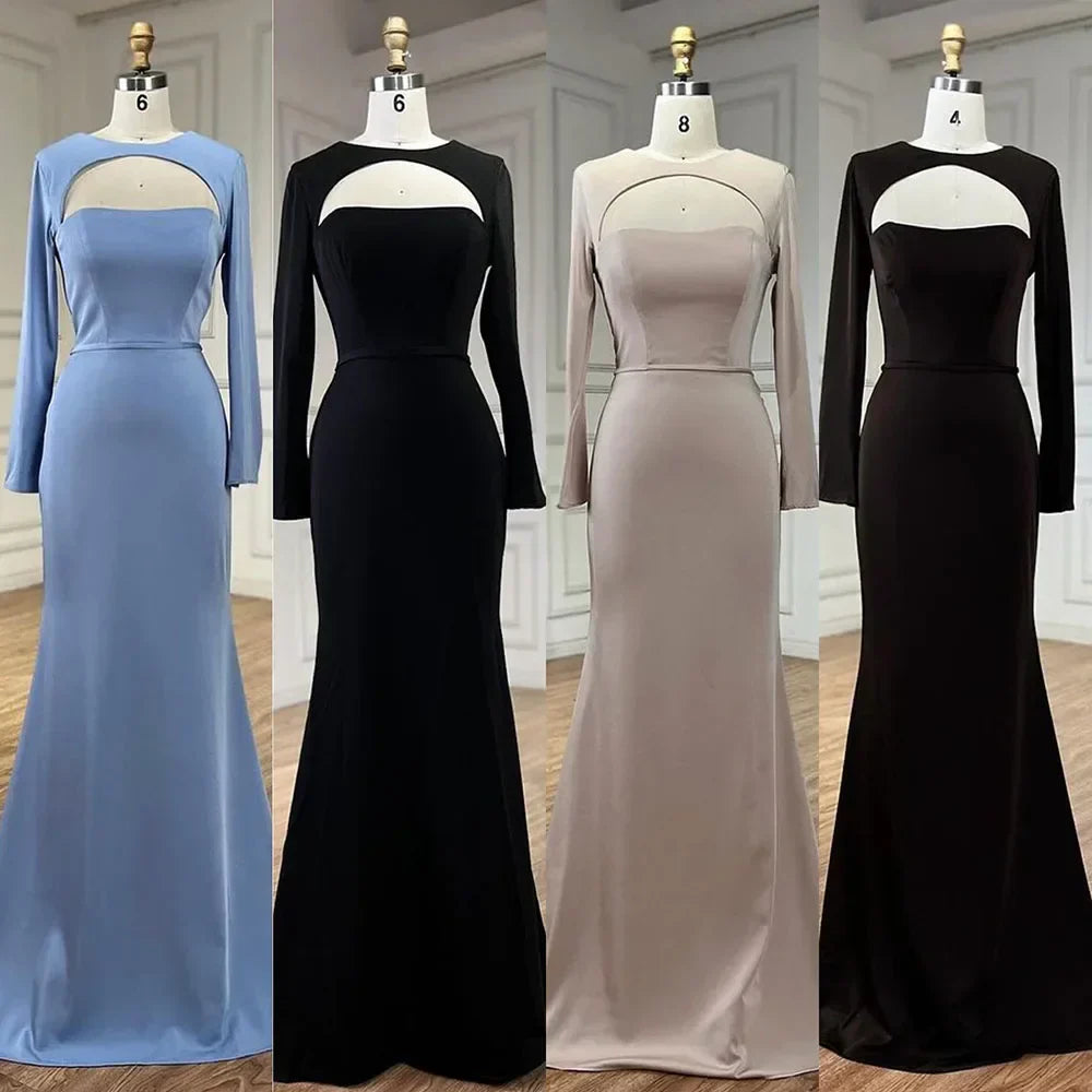 Vestidos de noche de lujo árabes con cordones, corte sirena, satén azul y negro, estilo Dubai 2025, para mujer, ideales para bodas y fiestas (LA72416) 