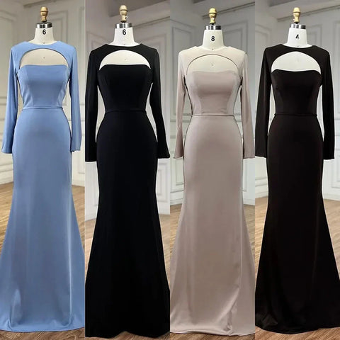 Vestidos de noche de lujo árabes con cordones, corte sirena, satén azul y negro, estilo Dubai 2025, para mujer, ideales para bodas y fiestas (LA72416) 