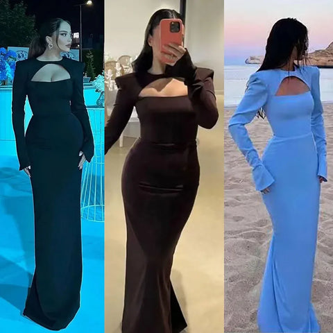 Vestidos de noche de lujo árabes con cordones, corte sirena, satén azul y negro, estilo Dubai 2025, para mujer, ideales para bodas y fiestas (LA72416) 