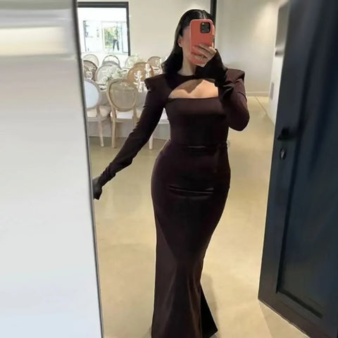 Vestidos de noche de lujo árabes con cordones, corte sirena, satén azul y negro, estilo Dubai 2025, para mujer, ideales para bodas y fiestas (LA72416) 