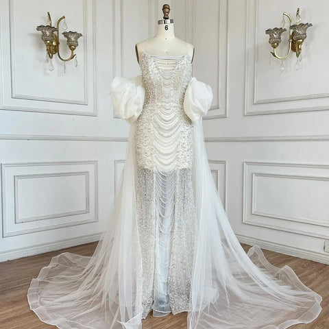 Robe de soirée vintage lilas à manches mi-bouffantes et veste cape perlée LA72653 