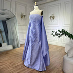 Vestido de noche de sirena con tirantes finos color lila, estilo chal de satén, lujoso con cuentas, ideal para bodas y fiestas de mujeres (LA72360) 