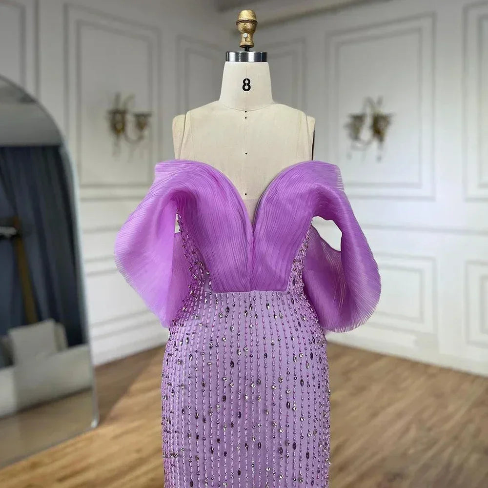 Luxury Lilac Long Evening Dress for Women Wedding Party LA71888