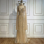 Vestidos de noche de lujo estilo sirena con escote corazón y cuentas, color nude, para mujer, estilo Dubai, 2025, LA72560 