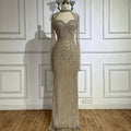 Vestido de noche de sirena con escote corazón, corte sirena, con cuentas y abertura en la espalda, estilo lujoso de Dubái (LA72560A), modelo LA72560A. 
